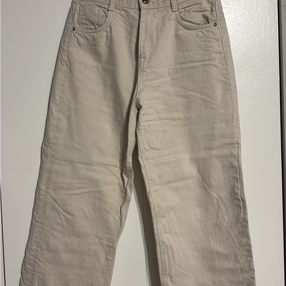 Beige Wide-Leg Pants